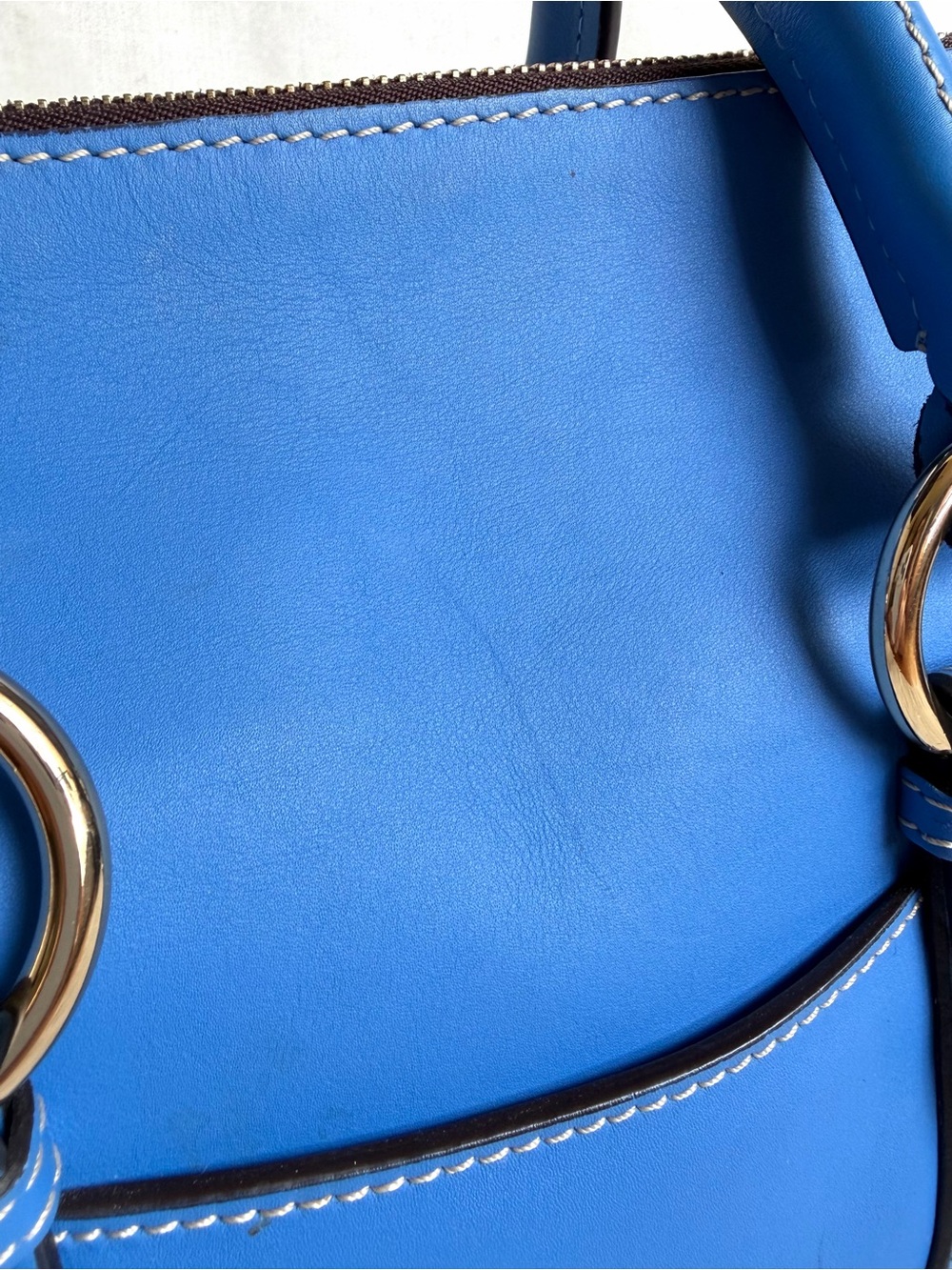 Dooney & Bourke Marine Blue Penrose Satchel 30 With Pocket Italian Leather Bag - Picture 10 of 11